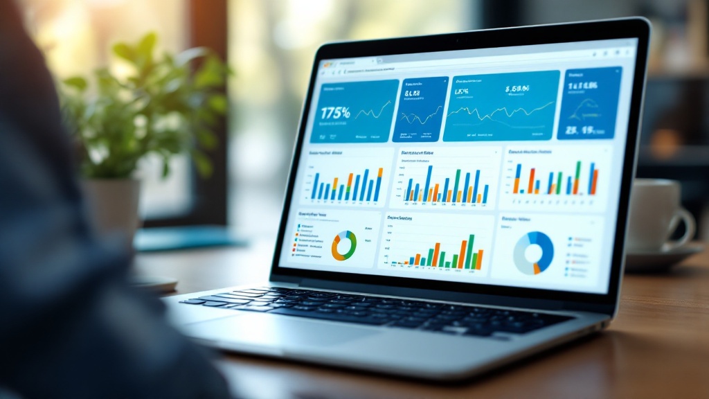A modern automated Power BI dashboard on a laptop screen showing live business KPIs