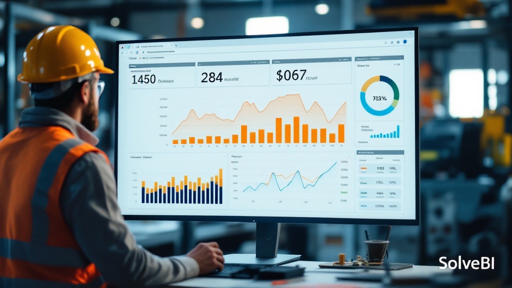 A Power BI sales and revenue dashboard showing revenue by product, region and channel against target.