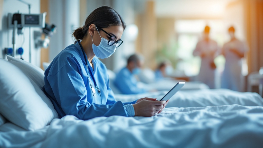 A modern hospital ward with empty beds being prepared for new patients - the daily reality bed occupancy reporting brings into focus.
