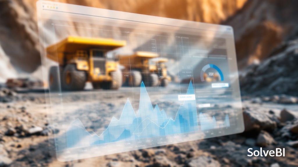 A Power BI fleet dashboard showing delay time analysis with breakdown by machine, shift and delay category - planned maintenance, unplanned repairs, operational delays and standby time.