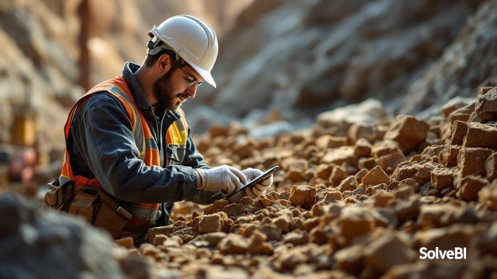 A geologist reviewing drill core samples in a mine site core shed - the source of the grade data that feeds geological block models and triggers the reconciliation process against actual mined ore.