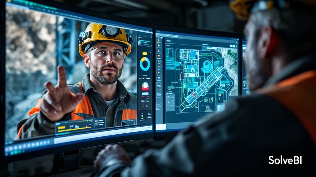 A mine planning engineer comparing a design layout against an as-mined survey on screen - the plan-versus-actual comparison at the heart of mine plan compliance reporting.