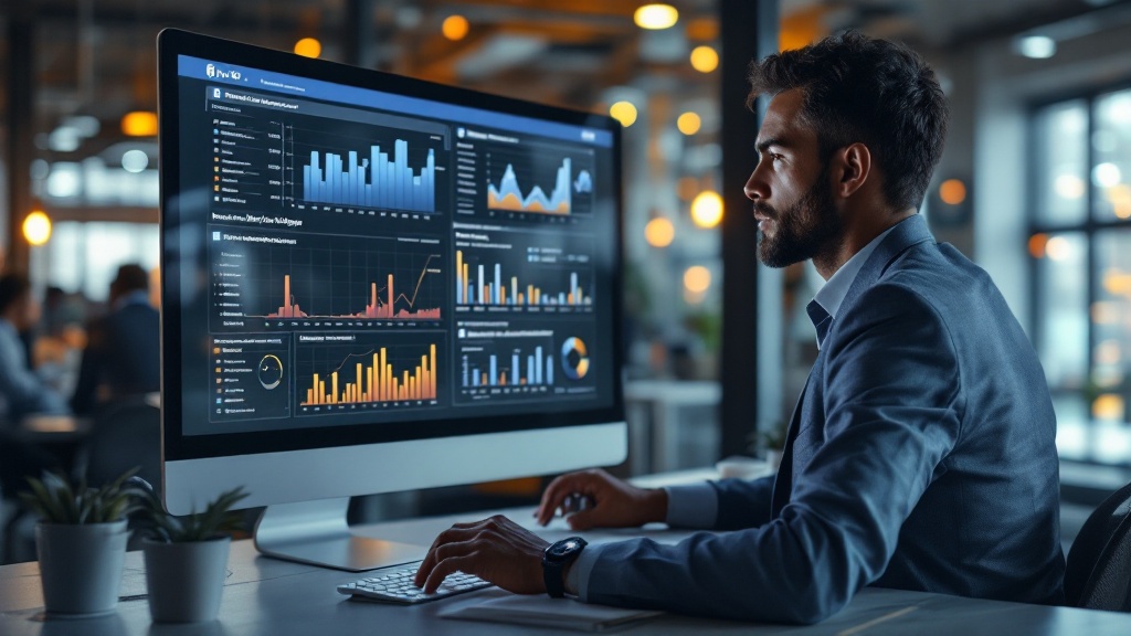 An HSE manager reviewing a Power BI safety dashboard showing TRIFR trend, near-miss reporting and corrective-action status across sites.