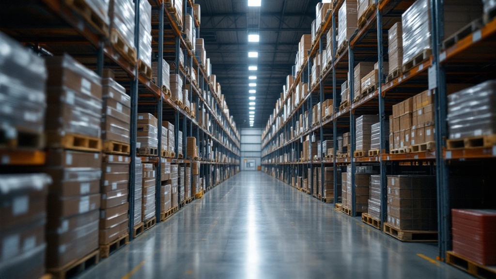 A warehouse aisle with pallets and shelving - the kind of operation where unified reporting turns activity into measurable productivity.