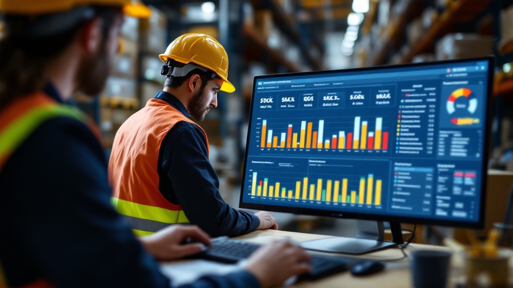 A Power BI inventory dashboard showing stock on hand, stock turns, and slow-moving and out-of-stock lines across a wholesale product range.